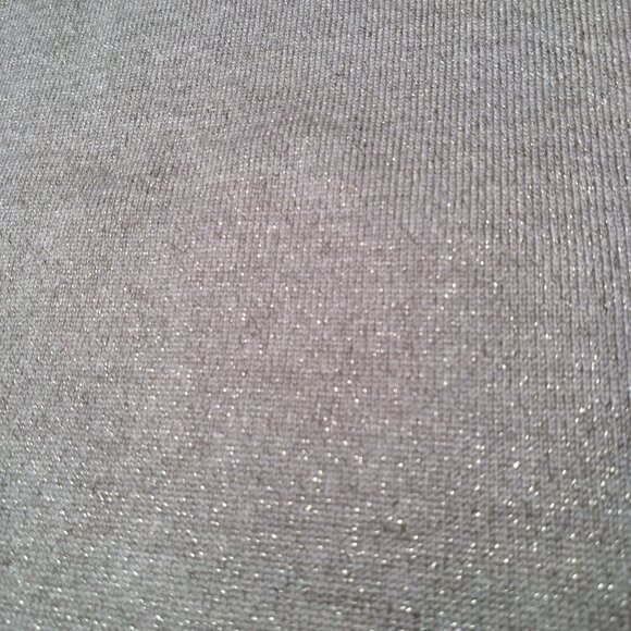 Chicos Size 2 Women Large Knit Top Shirt Sleeveless Silver Metallic Mock Neck - Picture 10 of 11